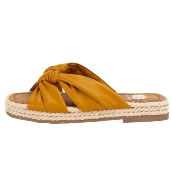 Yellow Box Mustard Yellow Knotted Espadrille Slide Sandals - Picture 4 of 8